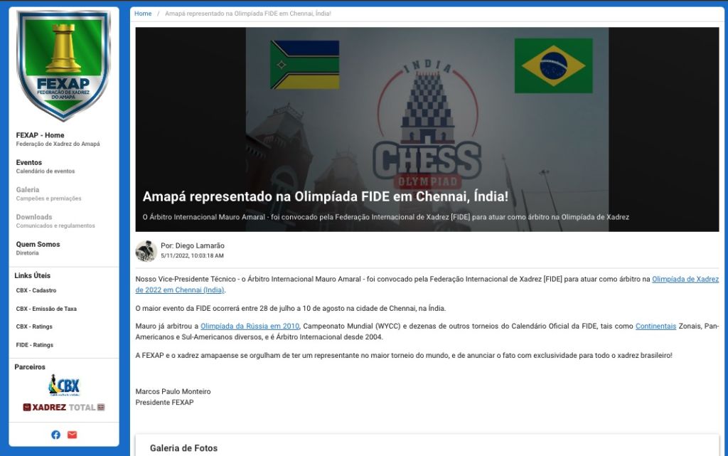 A Convocação do Brasil para a Olimpíada de Xadrez
